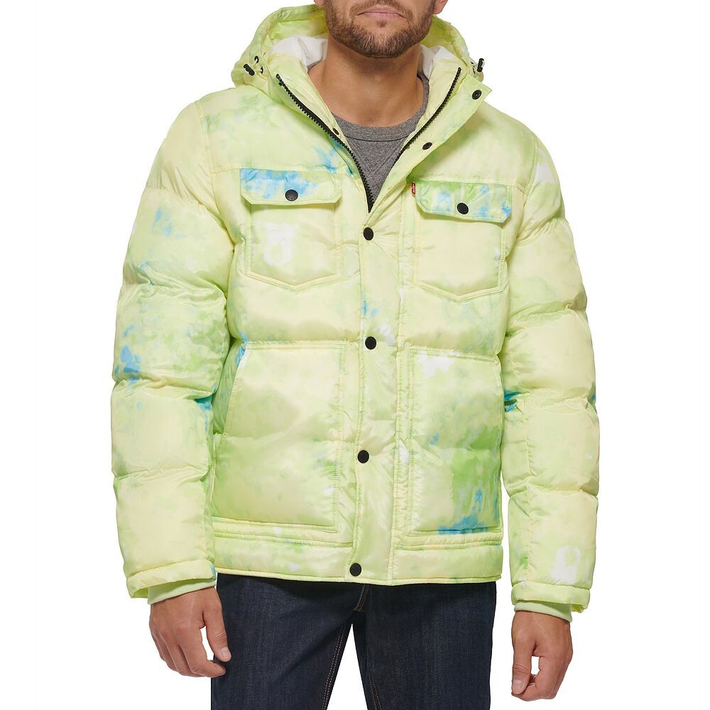 

Мужская куртка-пуховик Levi's Heavyweight с капюшоном, цвет Yellow Tye Dye