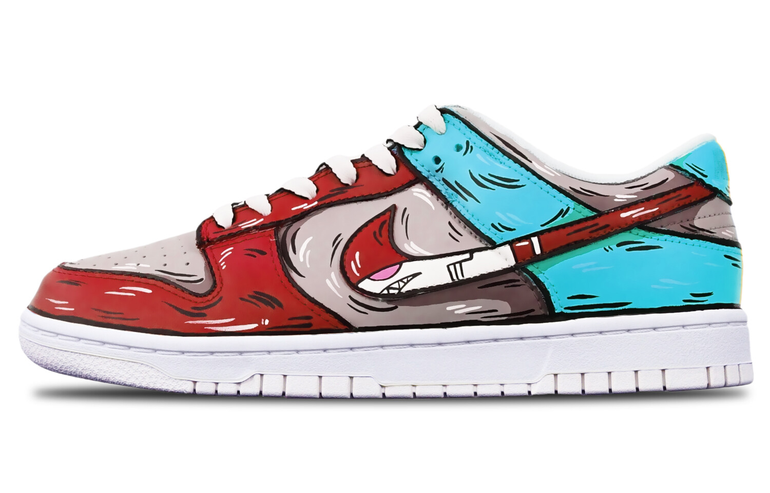 

Кроссовки Nike Dunk Skateboard Shoes Women's Low-Top Gray Red Blue