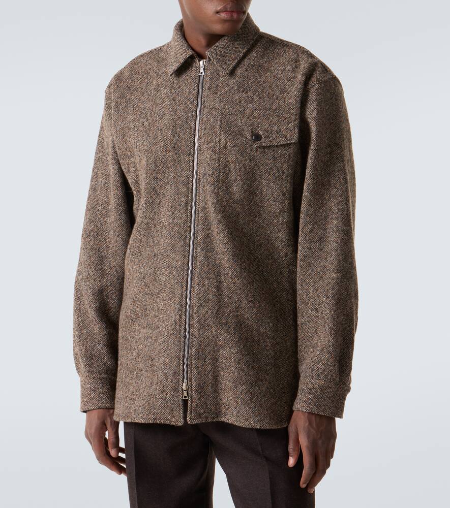 Шерстяная и хлопковая твидовая овершерта Dries Van Noten, Rust — фото 3