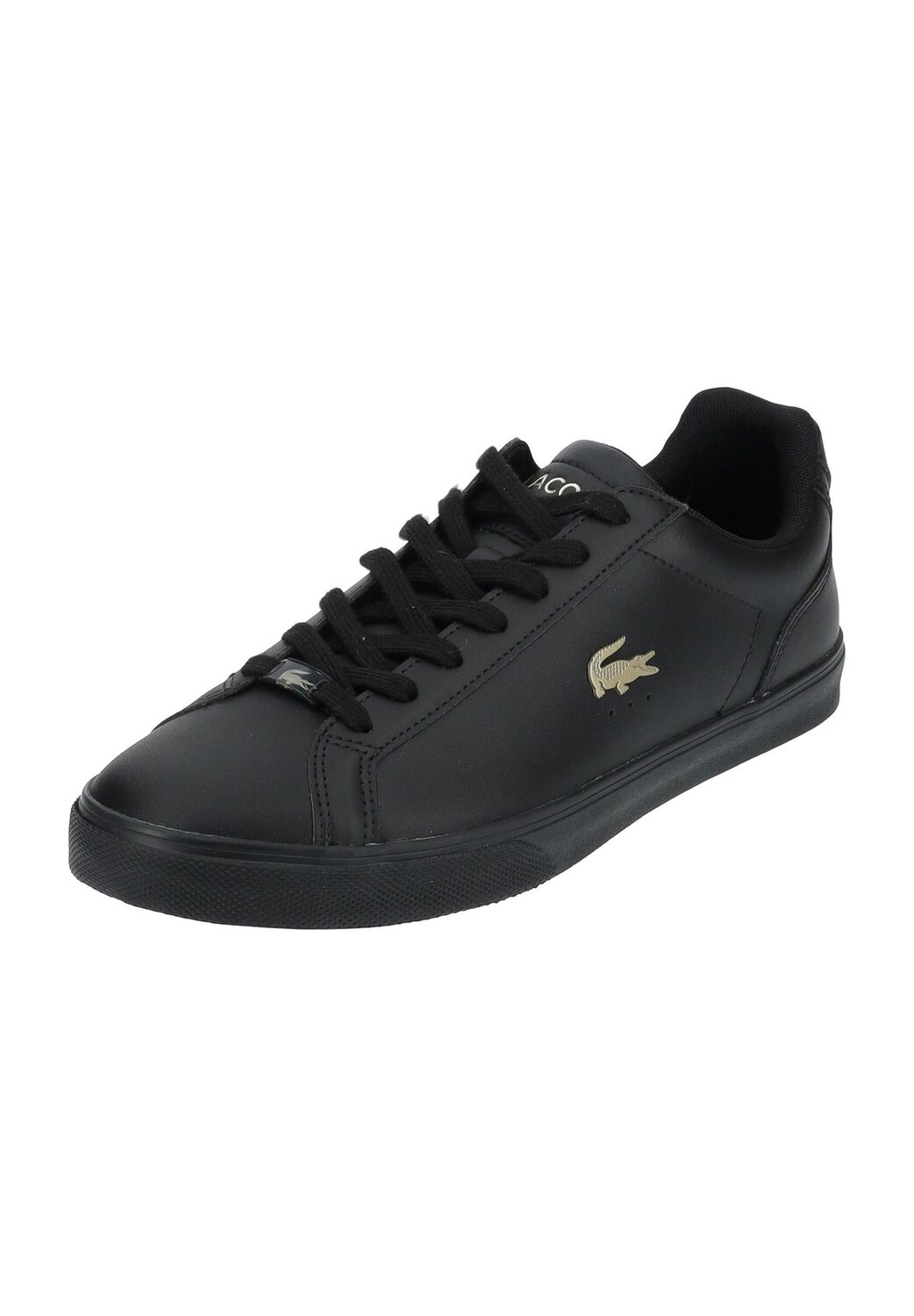

Кроссовки кожаные с вышивкой логотипа мужские LACOSTE, цвет Blk Blk