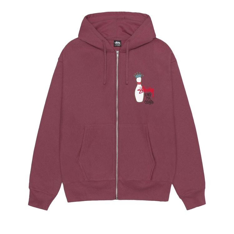 

Худи Stussy Kingpin Zip Hoodie Oxblood, красный