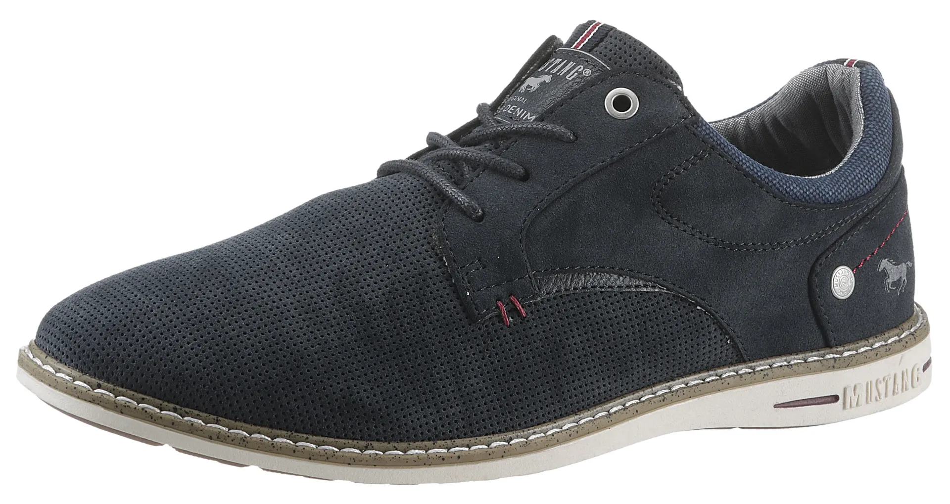 

Туфли на шнуровке Mustang Shoes, повседневная обувь, полуботинки, туфли на шнуровке с перфорацией, цвет морской волны