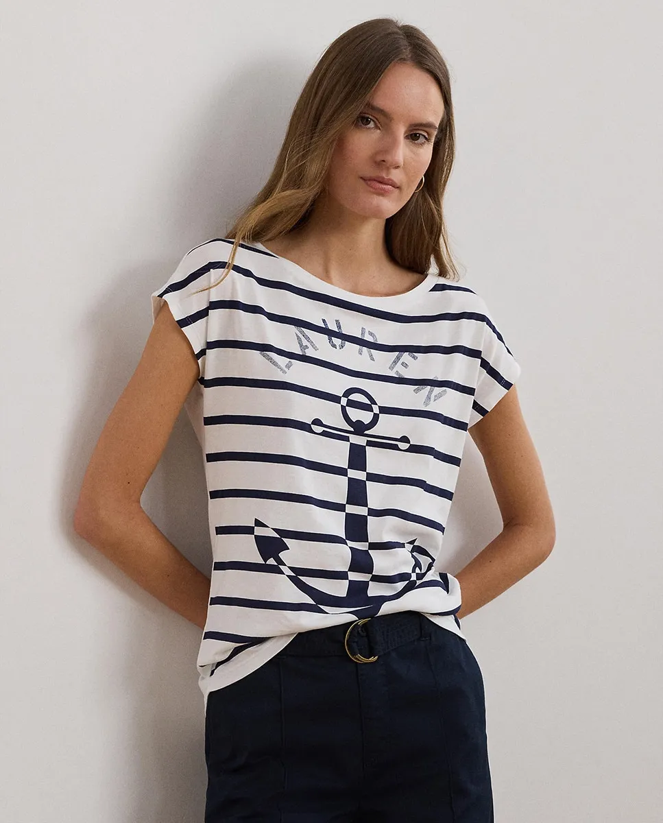 

Футболка женская с коротким рукавом и якорем Lauren Ralph Lauren, белый