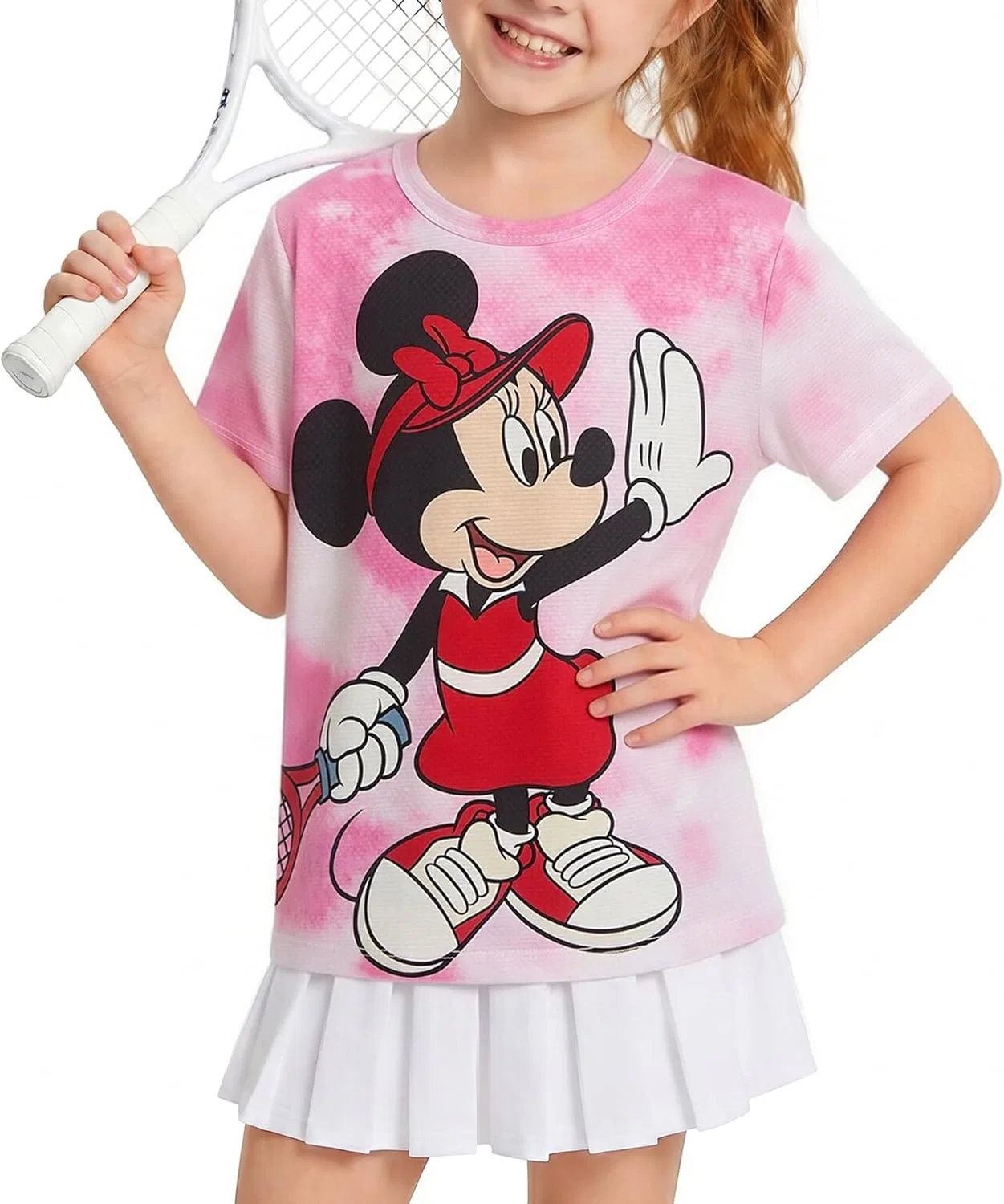 Футболка с принтом Minnie Mouse, Disney, детская, розовая, 2-9 лет