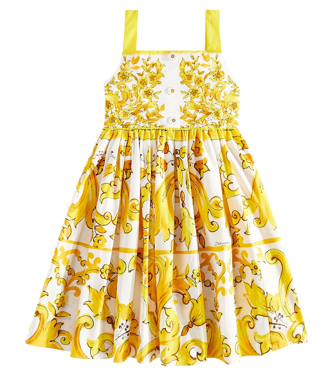 

Платье из хлопкового поплина с майоликой Dolce&Gabbana Kids, Mix Maiolica Giallo