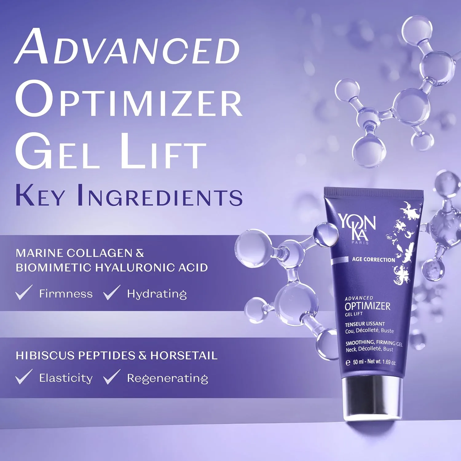Yonka Advanced Optimizer Lift Gel | Антивозрастной крем для шеи, придающий форму и подтягивающий кожу | Морской коллаген и гиалуроновая кислота | С лифтинг- и разглаживающим эффектом | 1,69 унции — фото 2