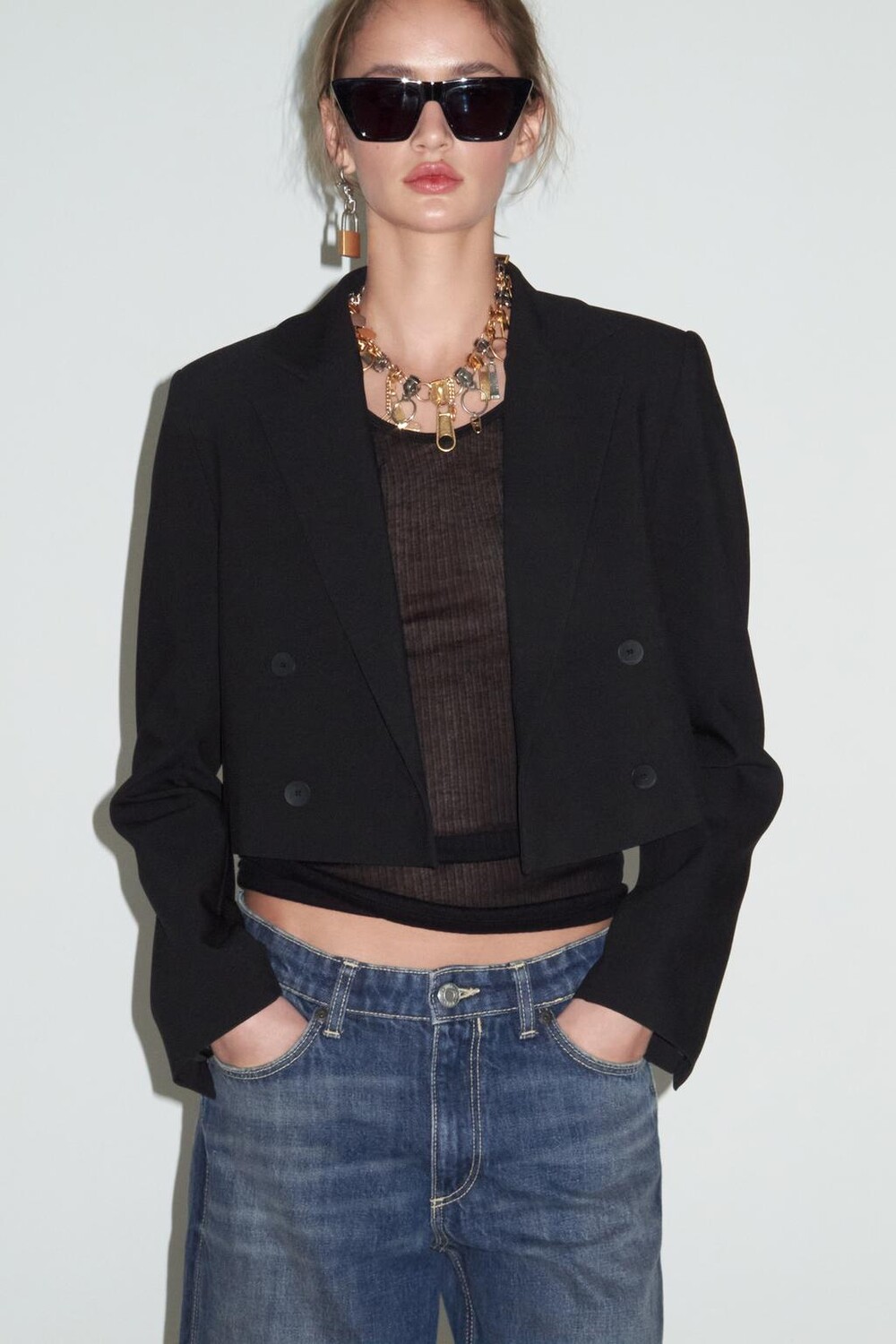 

Топ-жилет в ребрику ZARA, черный