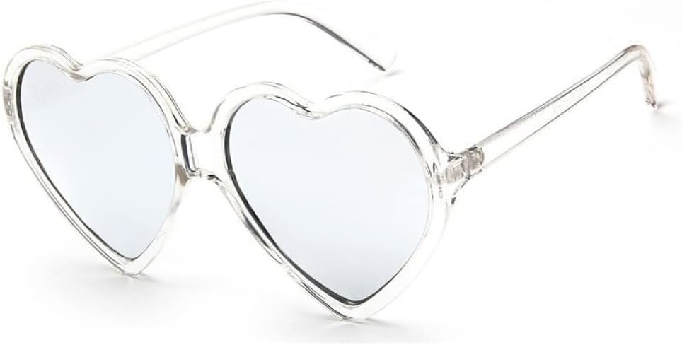 

Солнцезащитные очки Love Heart для женщин, модные, милые, сексуальные, в стиле ретро, ​​«кошачий глаз», винтажные, красные, фиолетовые, чайные, с линзами UV400 LXLHWN, Transparent Silver