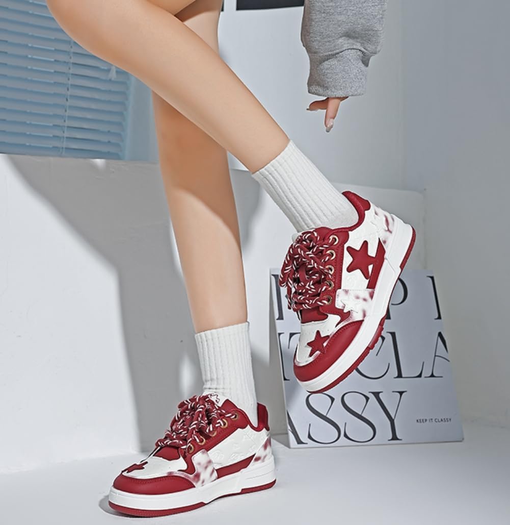 Обувь Star Shoes, милые кроссовки в стиле Y2k, массивные повседневные прогулочные туфли, унисекс, для пар, для девушек, противоскользящие, удобные, для путешествий, отдыха на природе, спорта, школы. Размеры 5.5-9.5 Generic, красный — фото 4