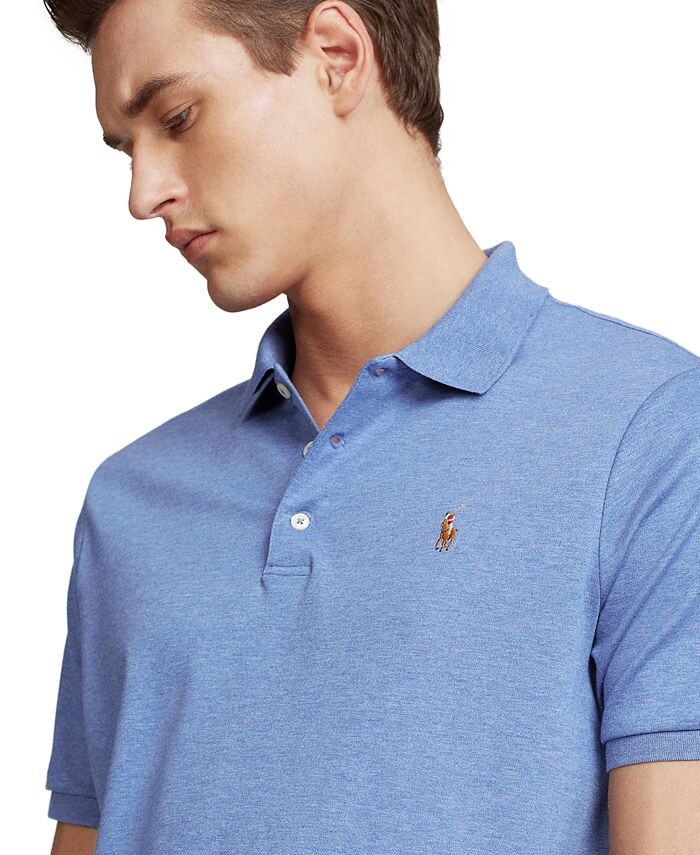 Мужская рубашка-поло классического кроя из мягкого хлопка Polo Ralph Lauren, фиолетовый — фото 4