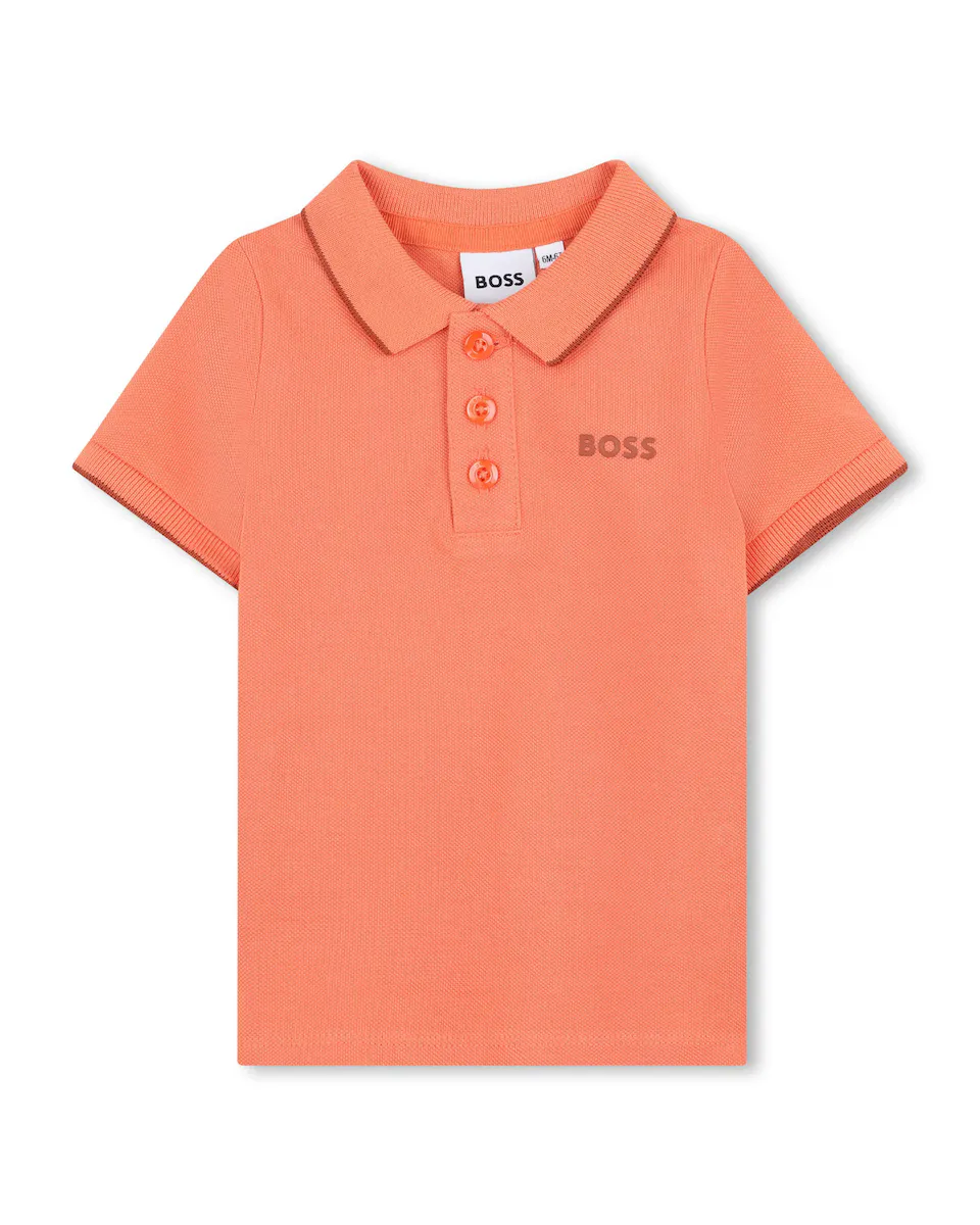 

Рубашка поло для мальчика из оранжевого хлопка BOSS Kidswear, коралловый