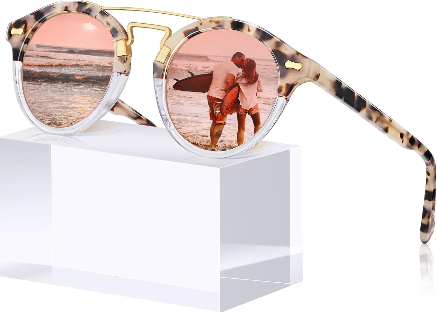 

Солнцезащитные очки CARFIA Small Face Acetate Double Bridge для женщин, поляризованные, с защитой от УФ-излучения, в стиле ретро с металлическими перемычками, круглые