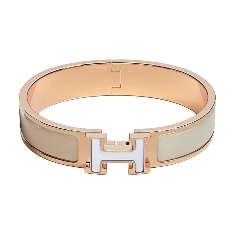 Эмалевые браслеты для женщин Rose Gold HERMES, розовое золото — фото 4