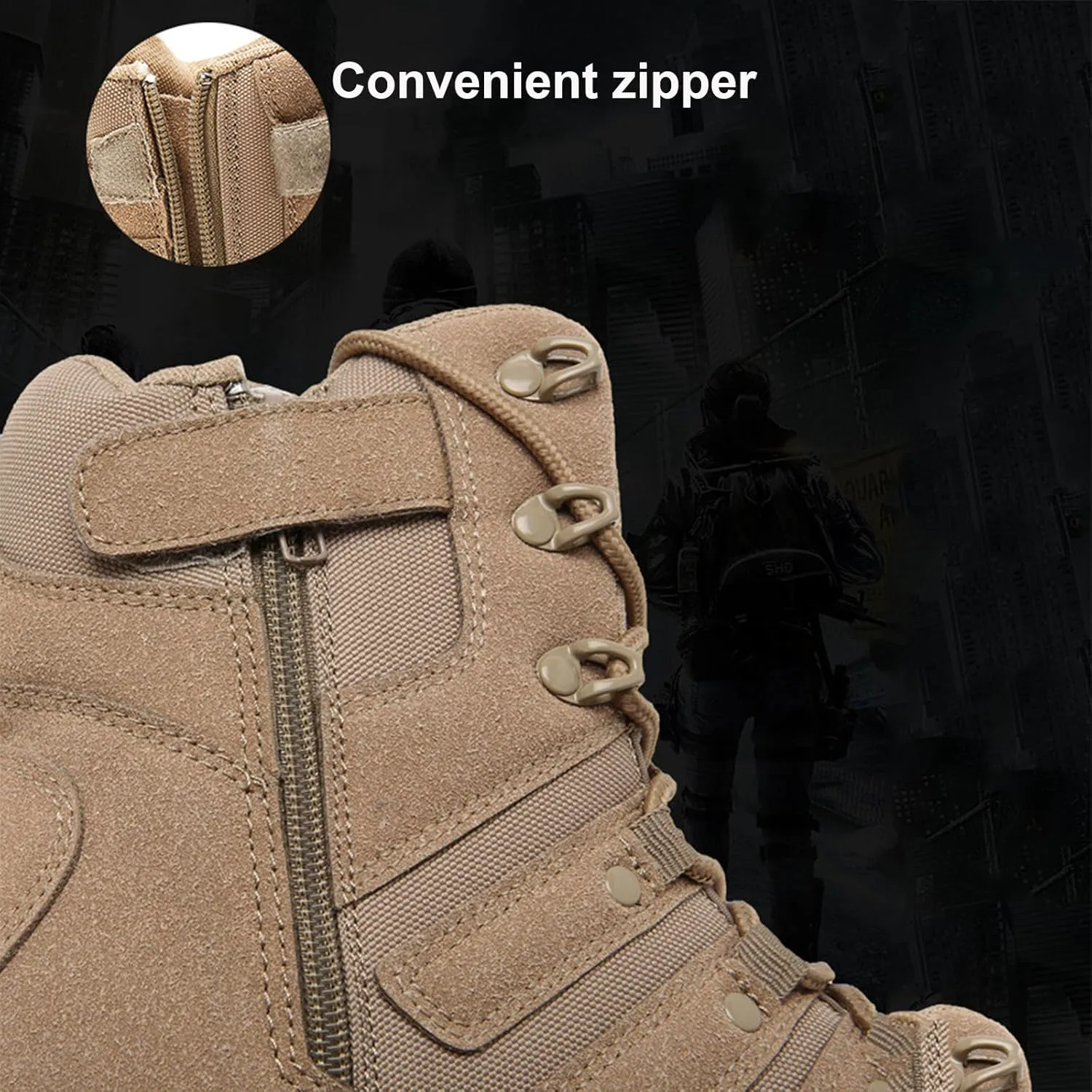 

Мужские тактические ботинки, дышащие рабочие кроссовки, легкие защитные кроссовки, с боковой молнией, для походов, работы, прогулок и восхождений XMNCG, зеленый