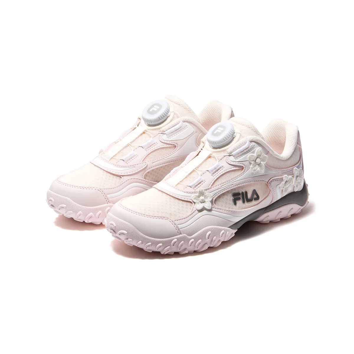 FILA KIDS Heritage FHT Synthetic Leather, Textile Breathable детские беговые кроссовки Cream Pink/Light Purple Pink Kids' — фото 4