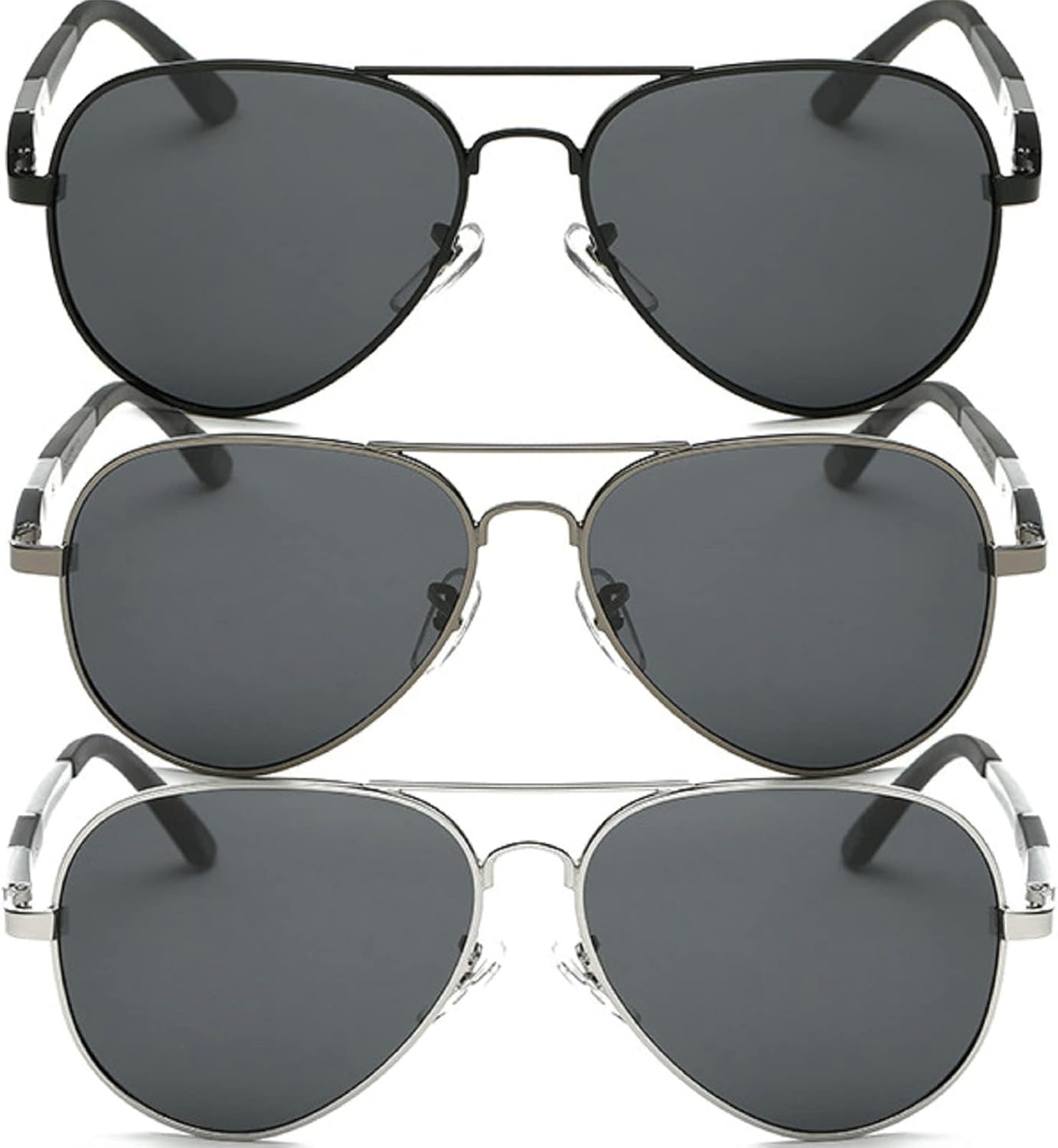 

Поляризованные солнцезащитные очки для мужчин, модные классические очки-пилот, очки для рыбалки и вождения, солнцезащитные очки (3 шт.), унисекс mincl, 3pcs-black&silver Gray&gray