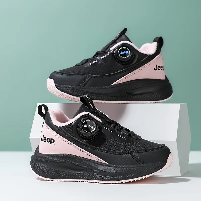 Детские кроссовки low top для бега Jeep, Black Pink (Thin Cotton Fleece-Lined) — фото 4