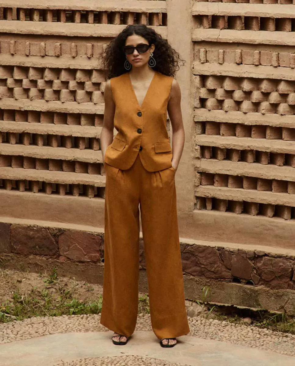 

Широкие брюки из тенселя Sfera, оранжевый