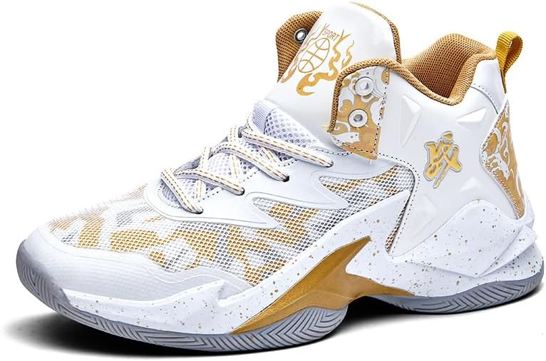 

Кроссовки для баскетбола CJSPORX для мужчин и женщин, дышащие, противоскользящие, для улицы, модные, белый/золотой