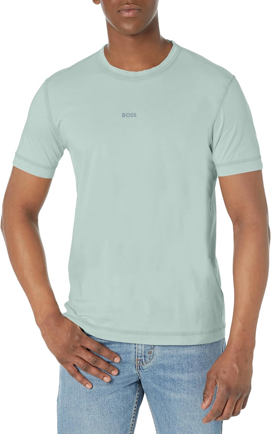 

Мужская футболка BOSS с маленьким тональным логотипом, стандартный крой, трикотаж, Harbour Blue, Синий, Мужская футболка BOSS с маленьким тональным логотипом, стандартный крой, трикотаж, Harbour Blue