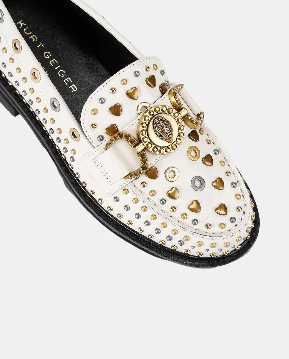 Женские лоферы Masion Stud из кожи с заклепками Kurt Geiger, светло-бежевый — фото 4