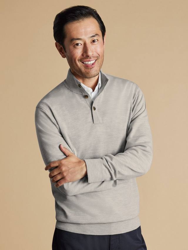 

Джемпер из мериносовой шерсти с высоким воротником Charles Tyrwhitt, Silver Grey