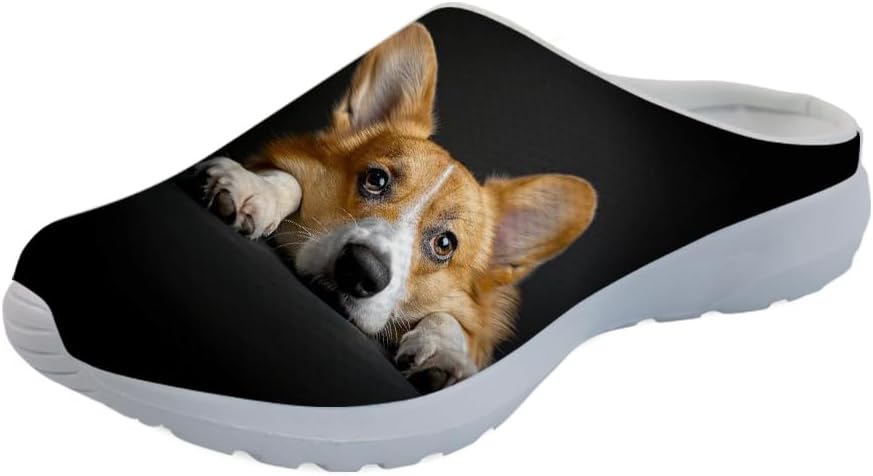 

Садовые сабо Forchrinse с милым принтом лапок собак, нескользящие обувь для шеф-поваров, медсестер и врачей, сандалии для мужчин и женщин, Corgi