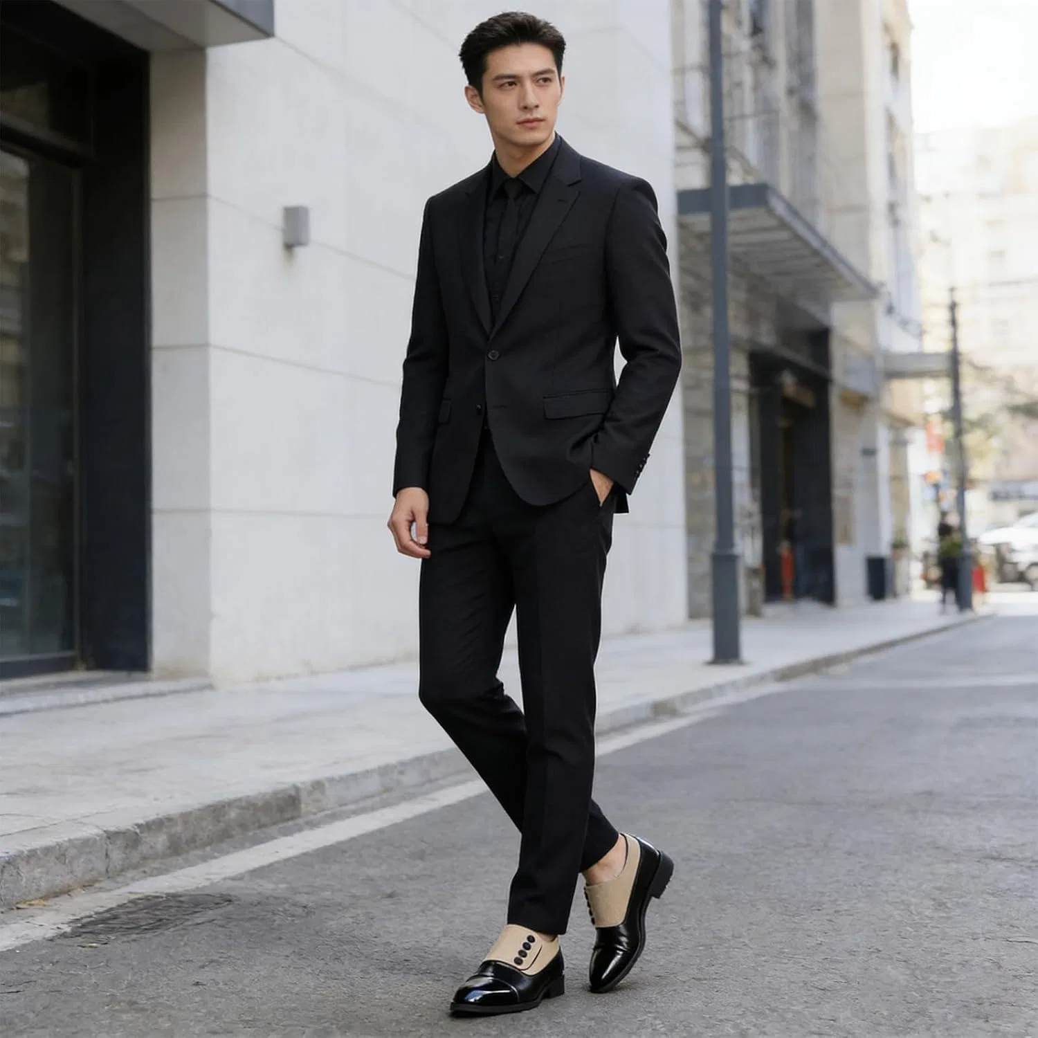 Лоферы на низком каблуке, без бренда, модель Plain Toe Chunky Heel Loafer Shoes, желтый HSGKSINEG — фото 2