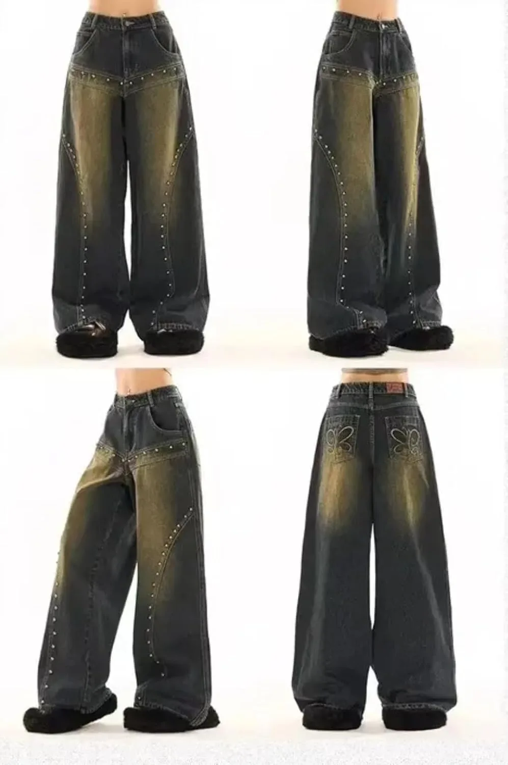 

Джинсы Y2k Grunge American Vintage Patchwork Wide Leg grhaat