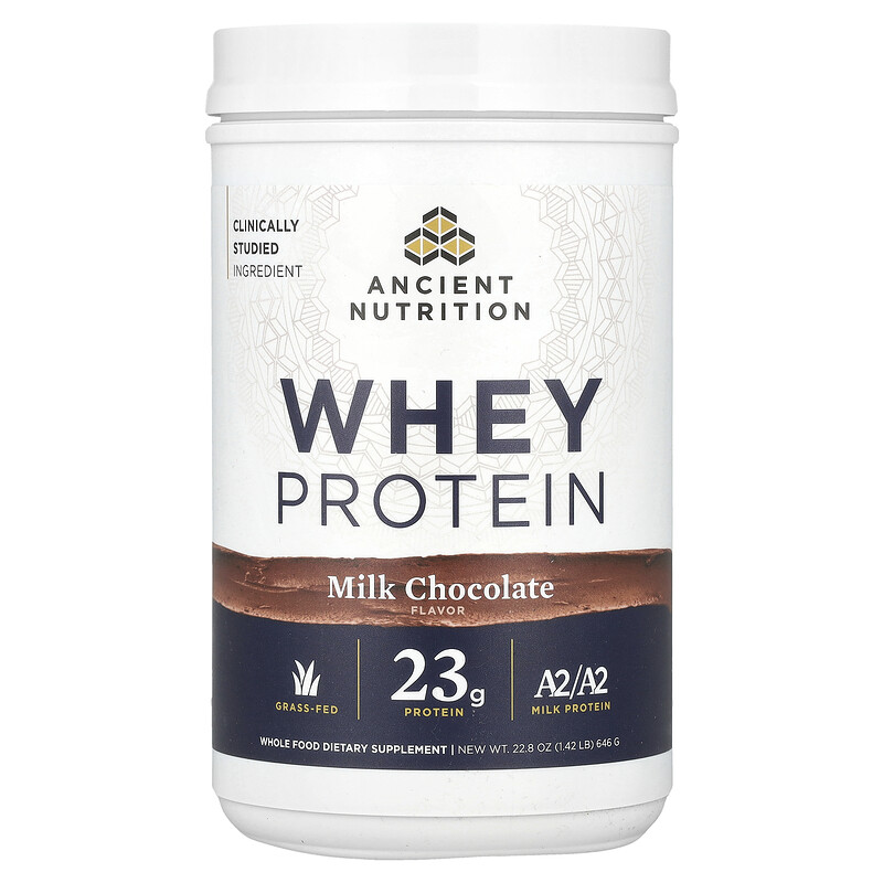 

Ancient Nutrition, Сывороточный протеин, молочный шоколад, 646 г (1,42 фунта)