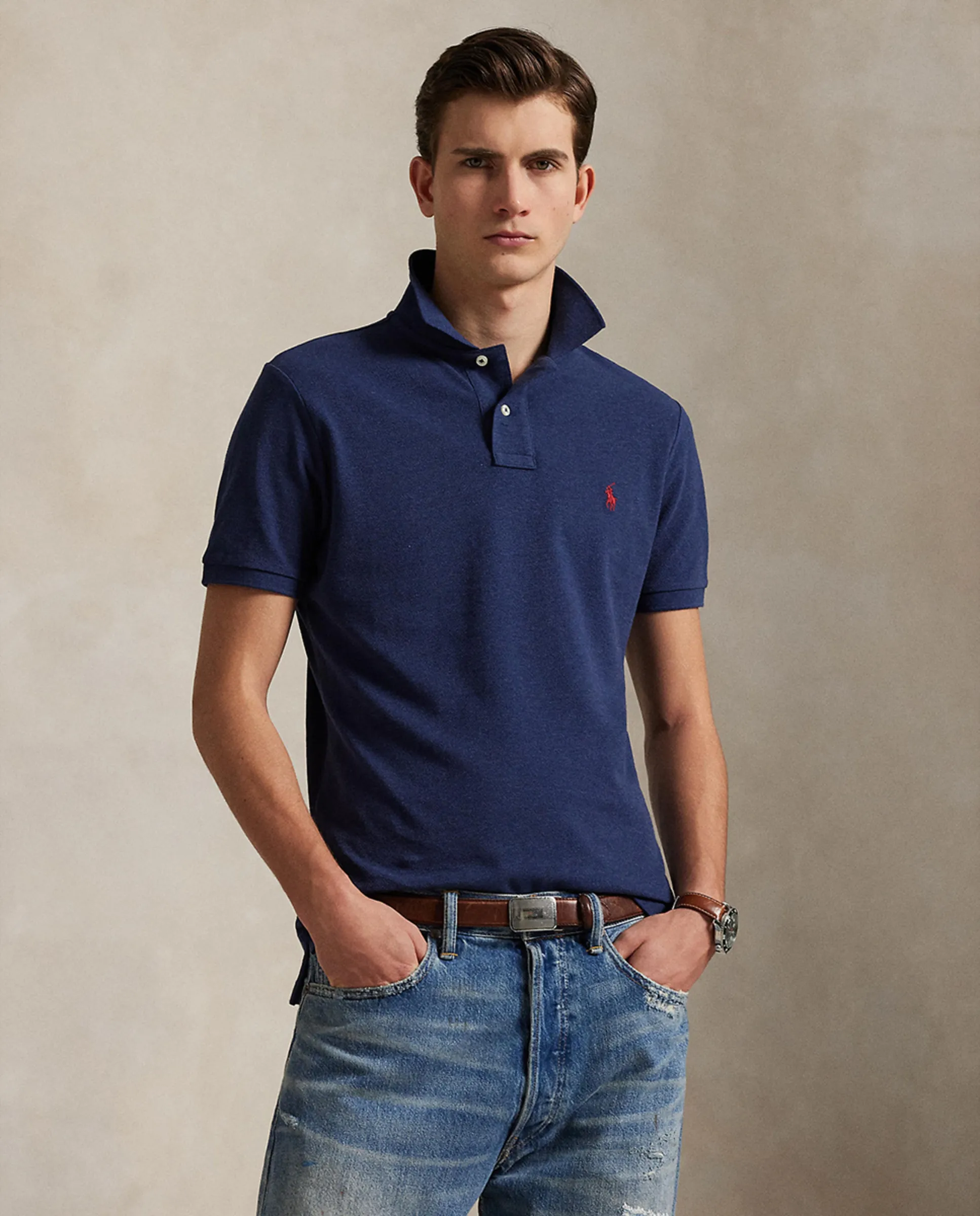 

Мужская поло из пике Regular fit Polo Ralph Lauren, темно-синий