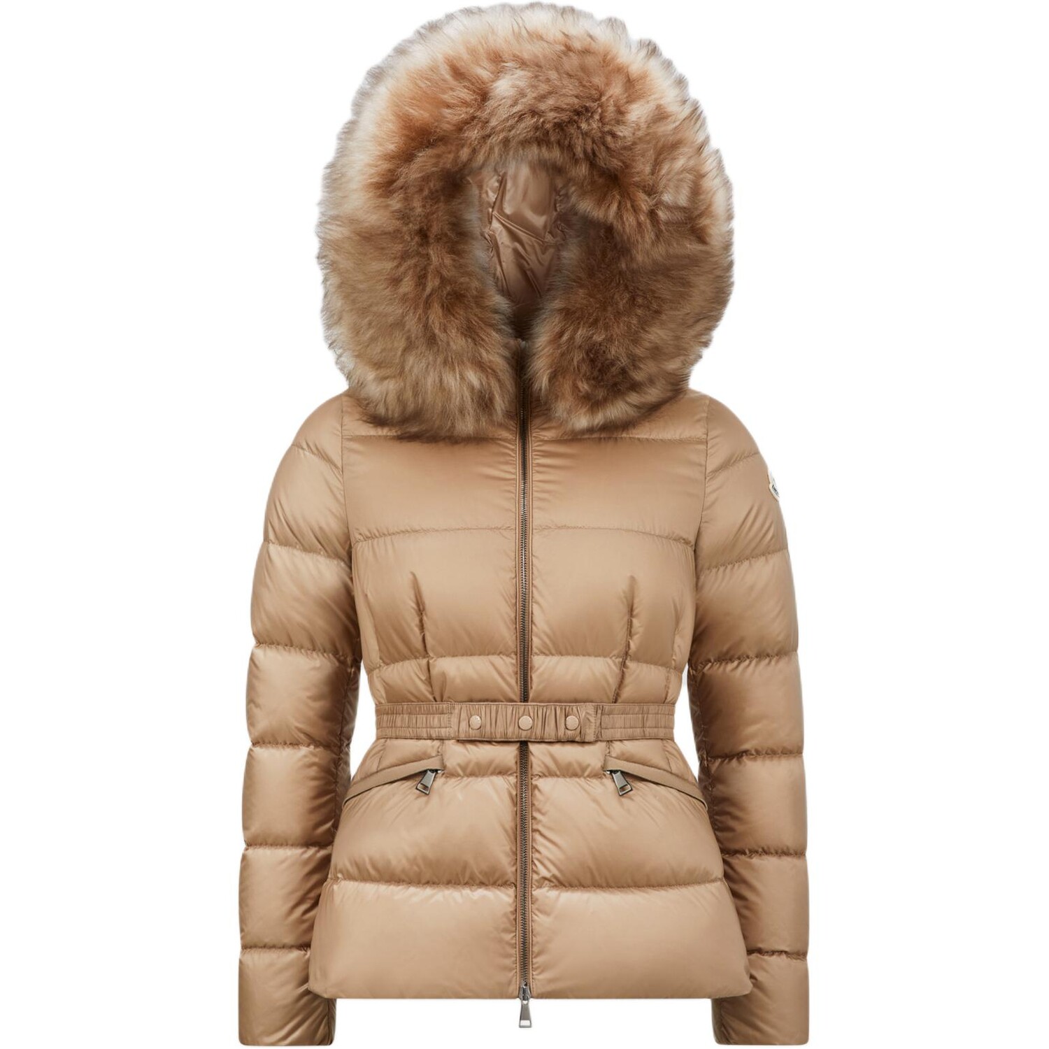 

Пуховик женский верблюжий бежевый Moncler