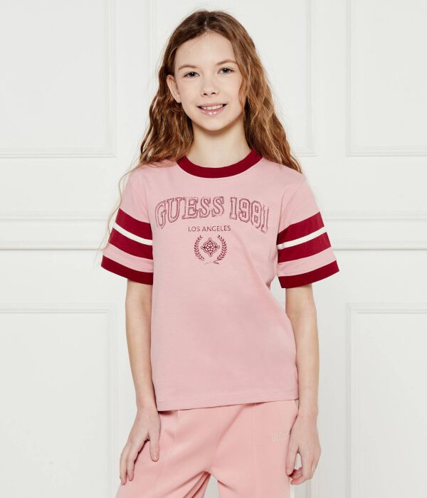 

Футболка детская Guess Active с полосками на рукавах, розовый
