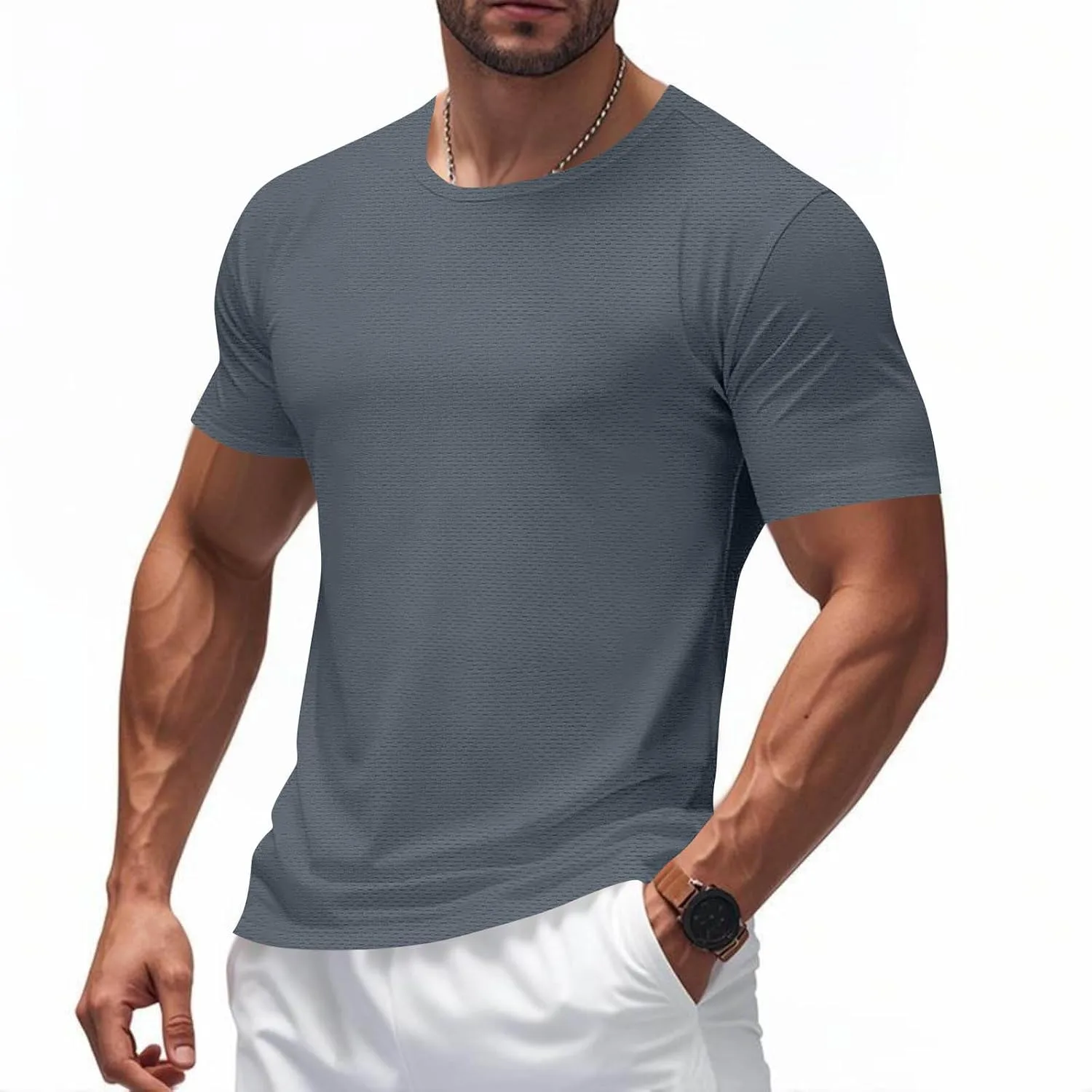 

Мужская футболка с коротким рукавом, однотонная, базовая Sdeycui