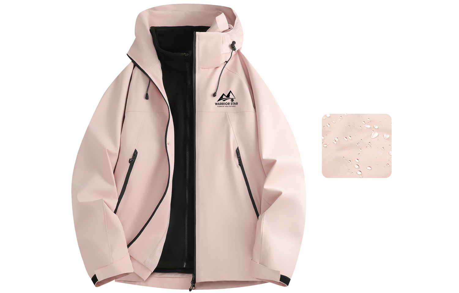 

WARRIOR Городская ветровка непромокаемая, Pink (3-in-1, Polar Fleece Liner)