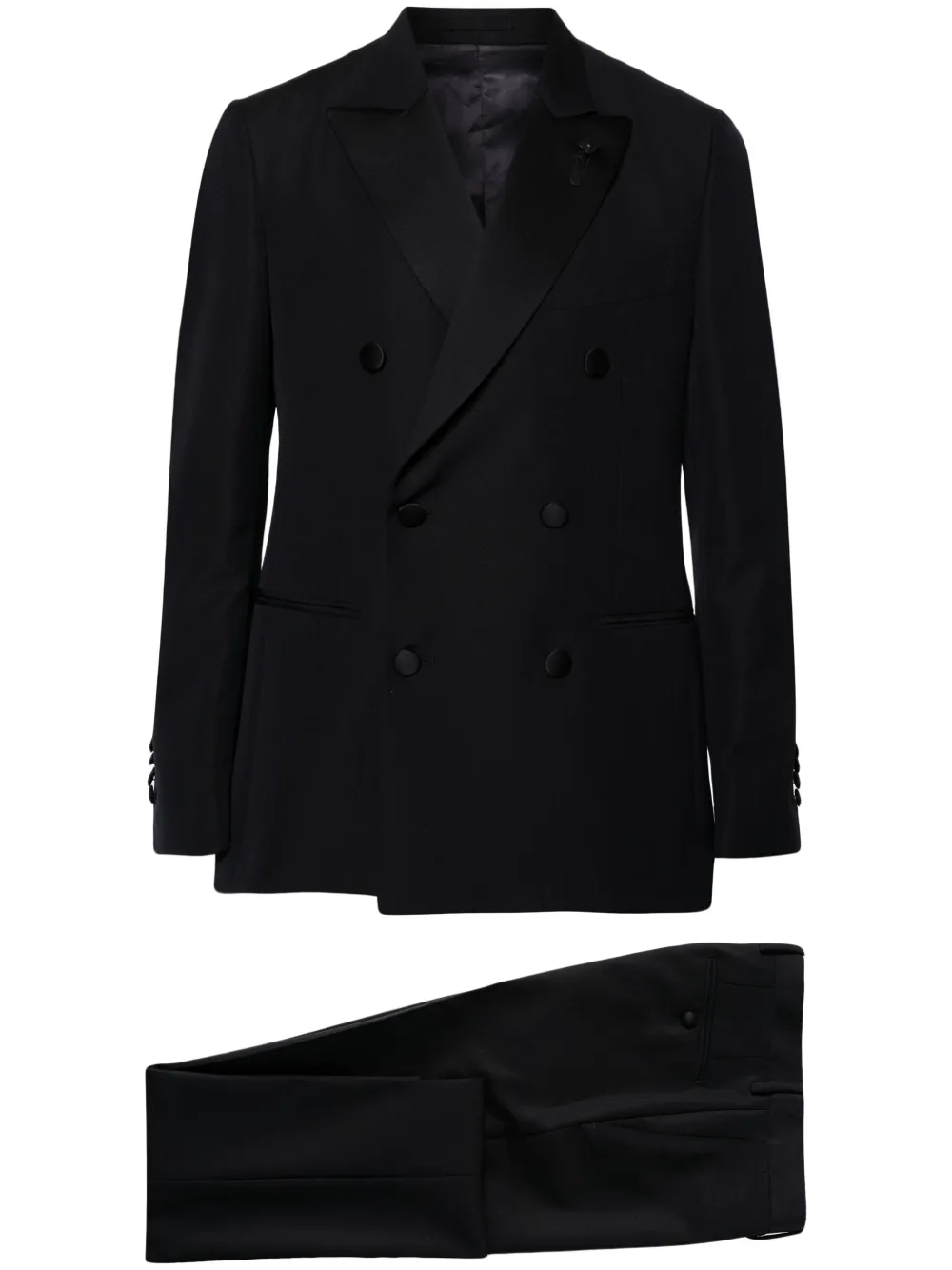 

Костюм из смесовой шерсти с двубортным пиджаком Lardini, синий