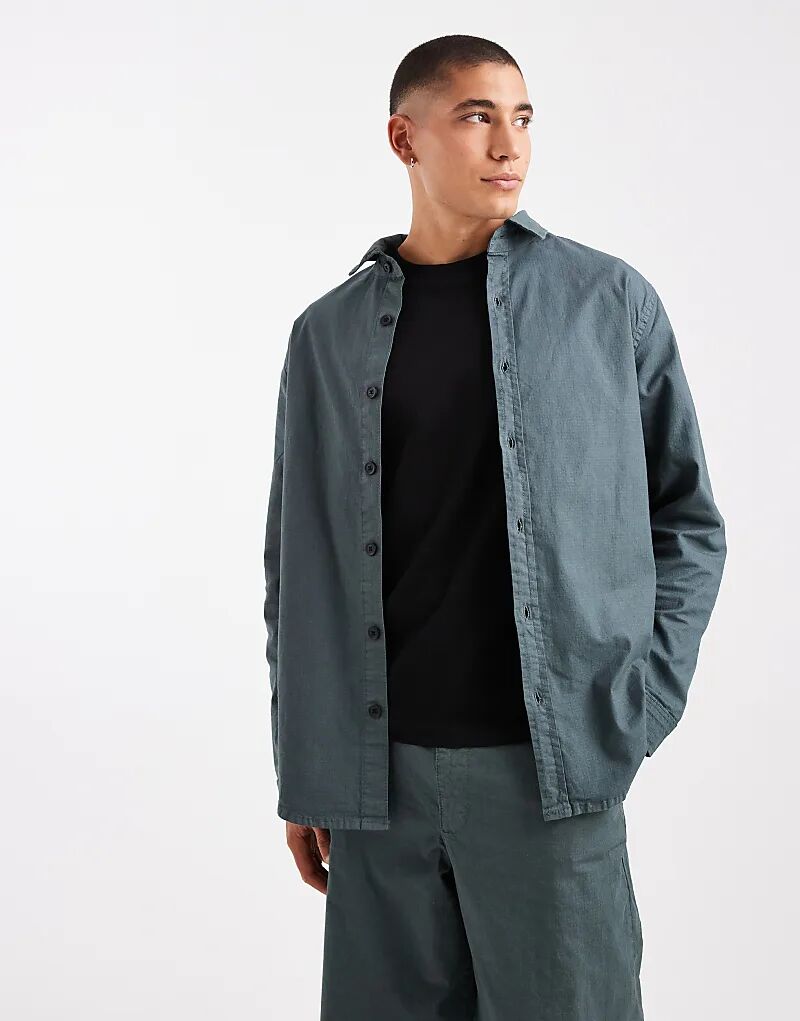 

Рубашка ASOS DESIGN из армированного хлопка темно-серого цвета