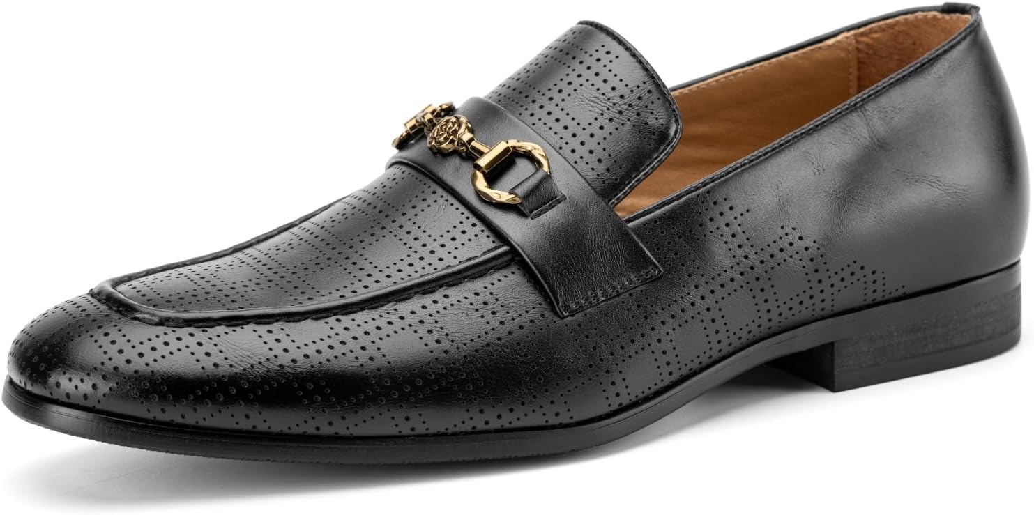 

Мужские лоферы JITAI Lindford с отделкой под шов и декоративной пряжкой, слипоны для вечеринок, черный