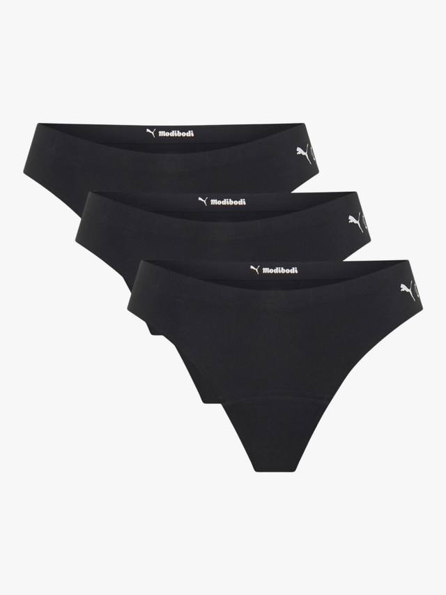 

Puma Seamfree Period Underwear Thongs Modibodi, Pack of 3, Onyx Grey