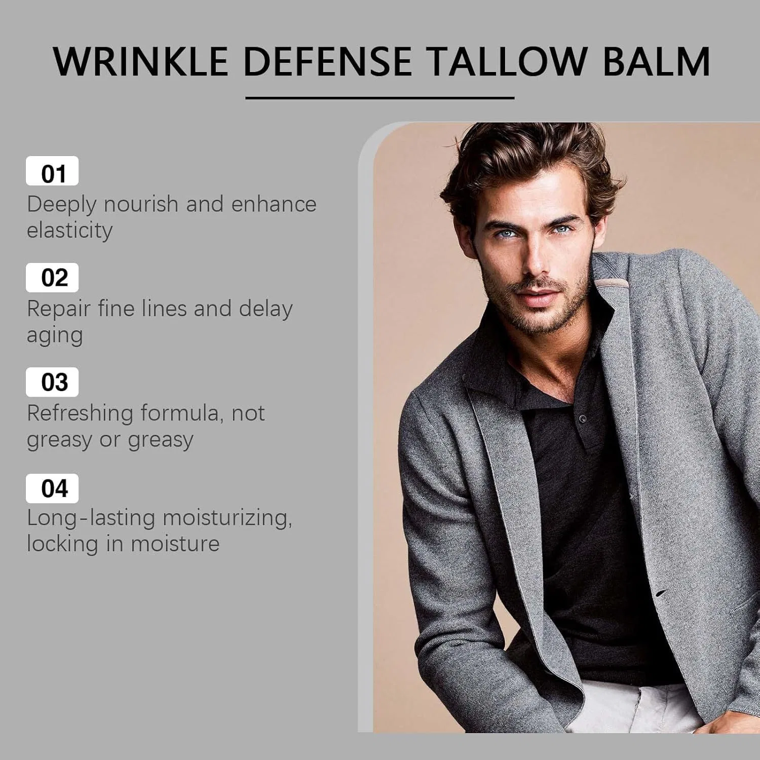 Лосьон Radiantre — Мужской бальзам для лица с говяжьим жиром Wrinkle Defense , 1Pc, 50 г — фото 3