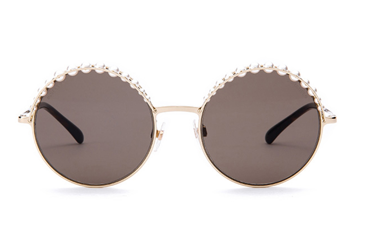 

Круглые солнцезащитные очки из сплава для женщин CHANEL, Gold Frame with Brown Lens