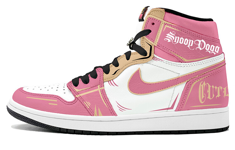 

Кроссовки Air Jordan 1 Vintage Basketball Shoes Unisex High-Top Pink/Gold/White