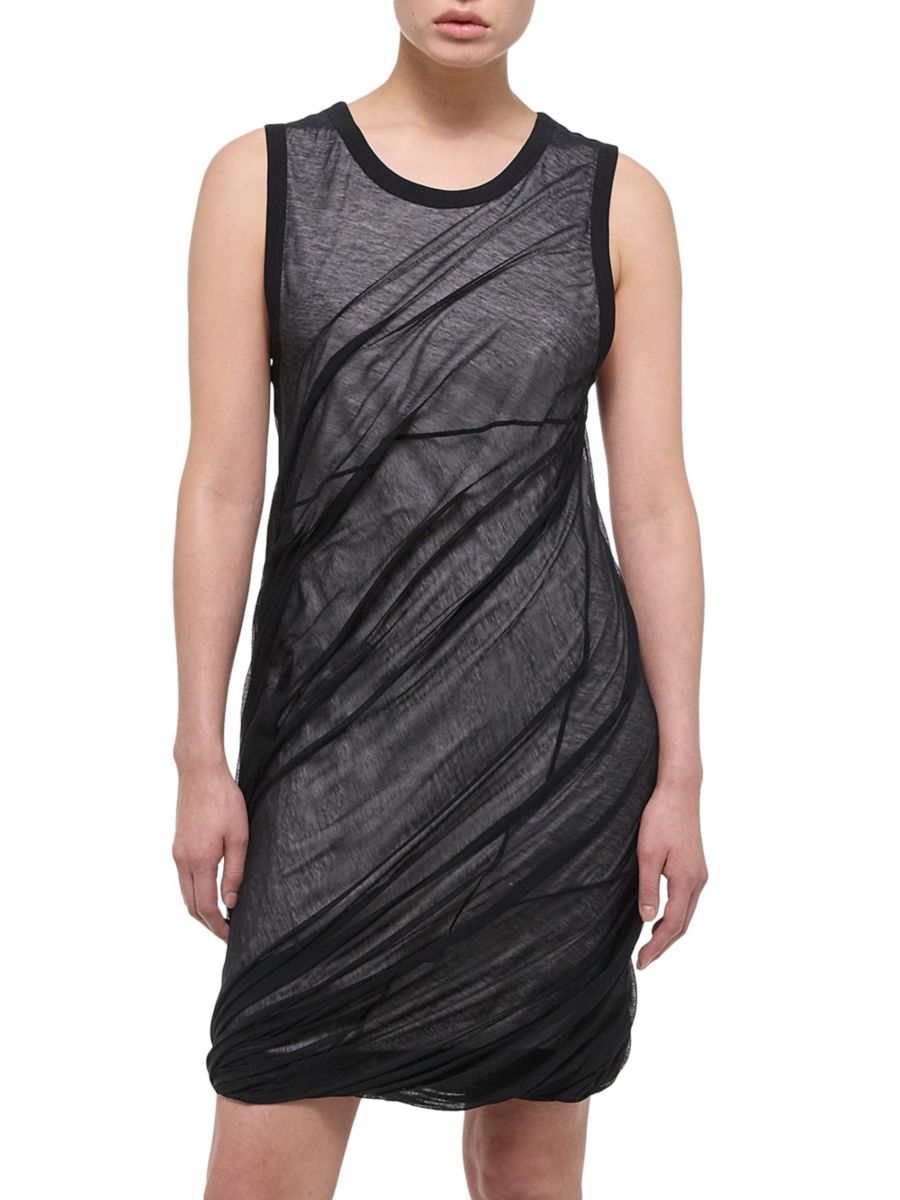 

Мини-платье из джерси с подолом-пузырем Helmut Lang, черный