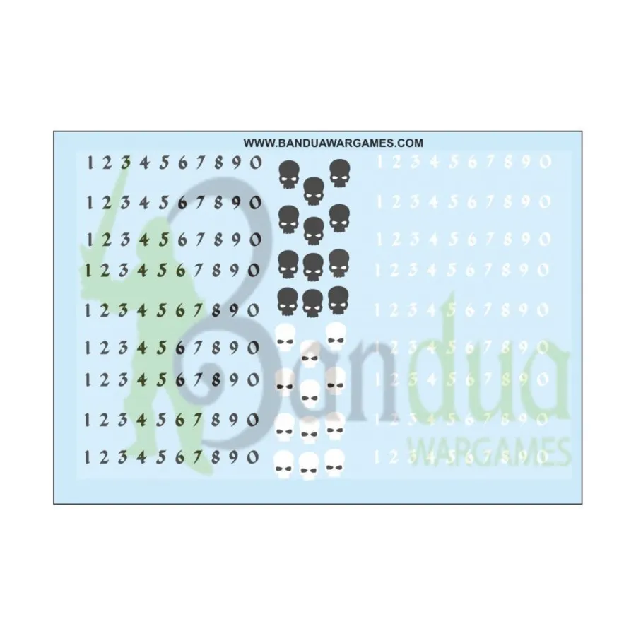 

Лист с наклейками «Числа и черепа», Decal Sheets (Bandua Wargames)