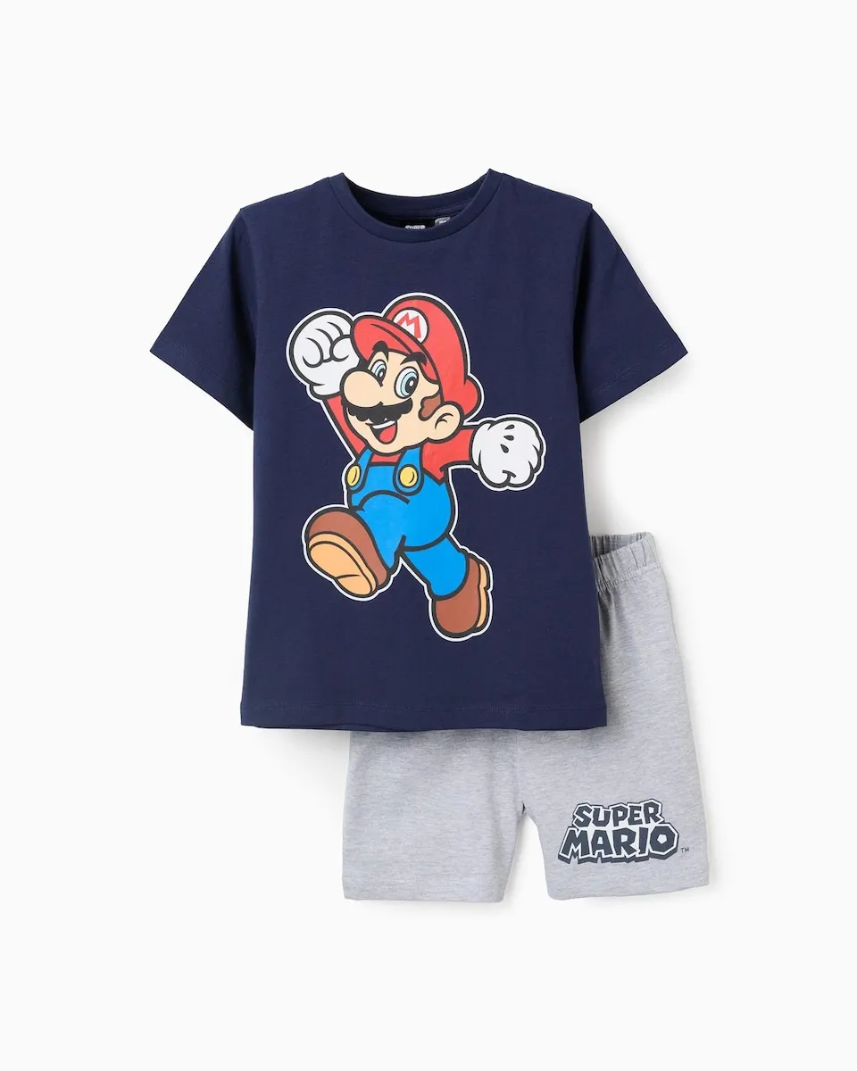 

Детский комбинезон для мальчика 100% хлопок принт Super Mario Zippy, темно-синий