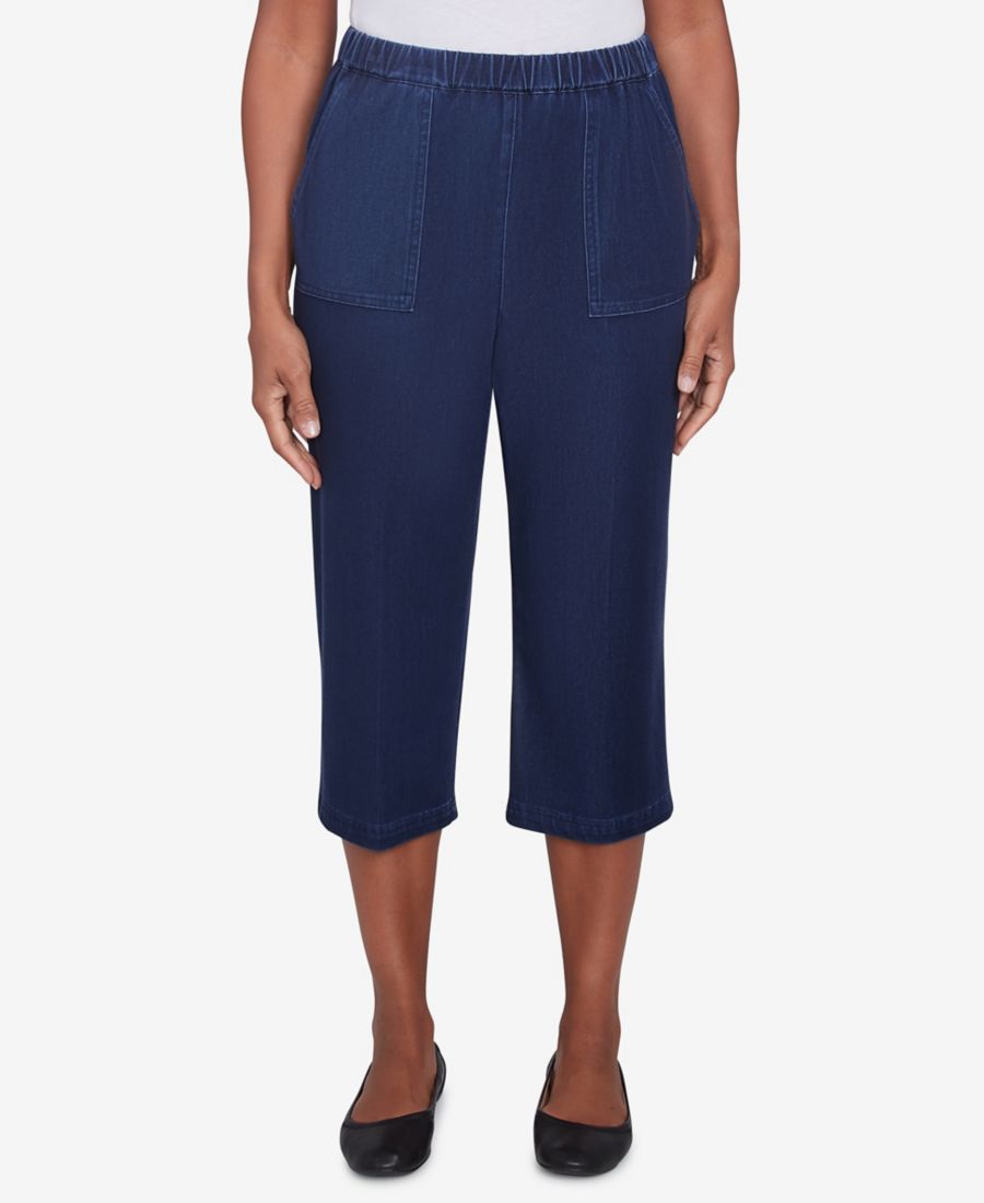 

Укороченные джинсовые брюки-капри из трикотажа Free Spirit Alfred Dunner, Dark Denim