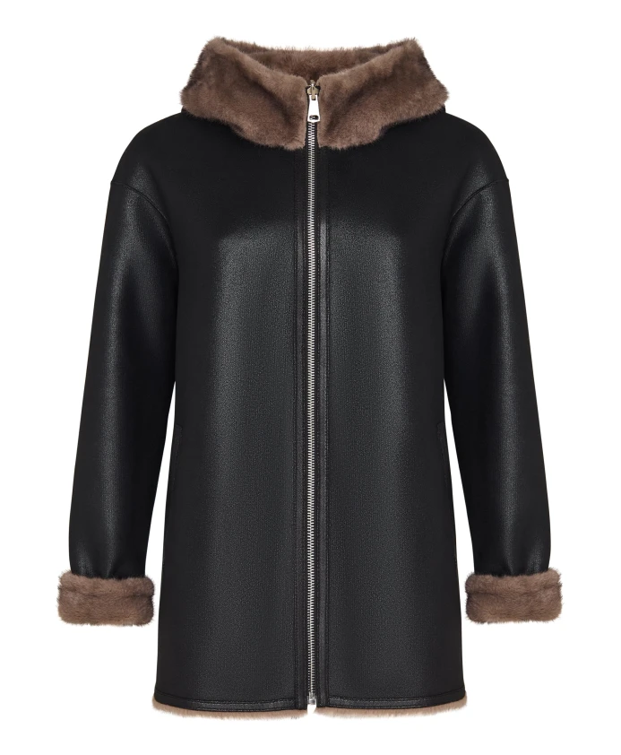 

Двусторонняя куртка из искусственной кожи с отделкой из искусственного меха. Cesare Gaspari, коричневый