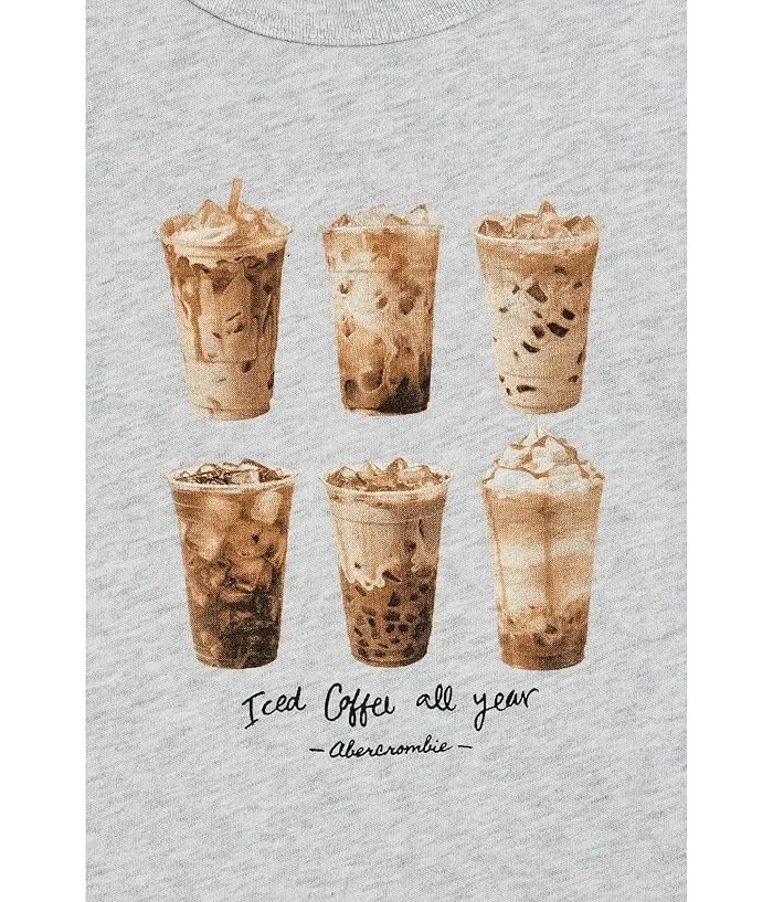 Футболка с принтом Iced Coffee Classic Tee abercrombie kids, Light Grey Heather — фото 3