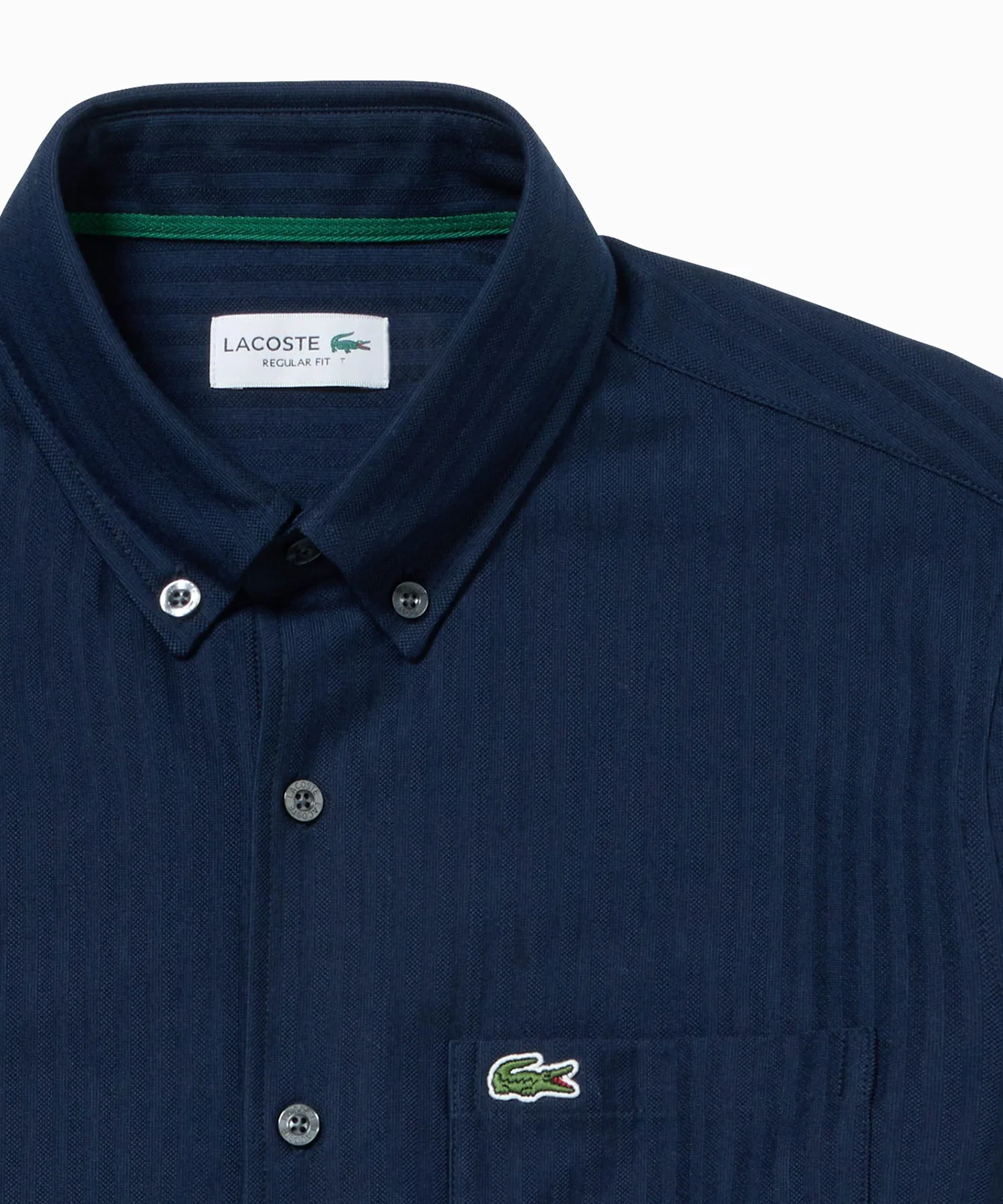 Мужская рубашка Lacoste трикотажная в полоску, темно-синий