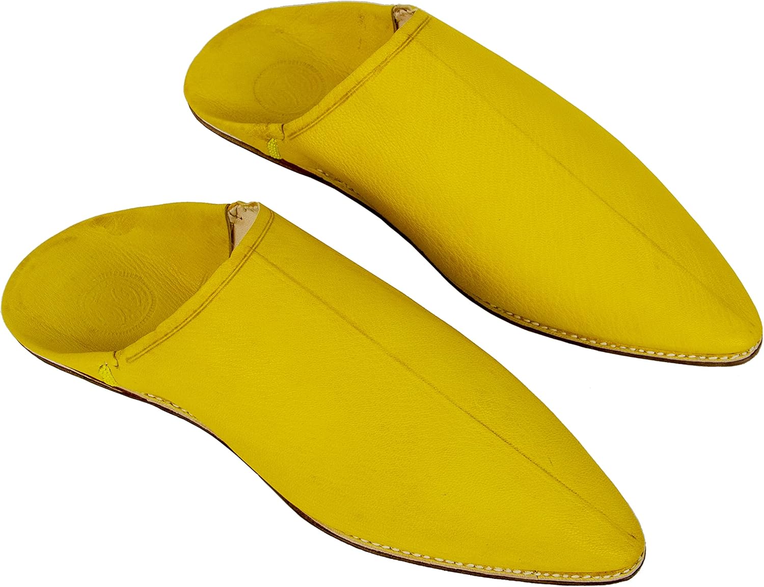 

ZIWANIA Искусство ручной работы мужских тапочек - Премиальные желтые марокканские бабушки, классический заостренный носок, традиционная кожа, эмблематические Art Of Handmade, желтый